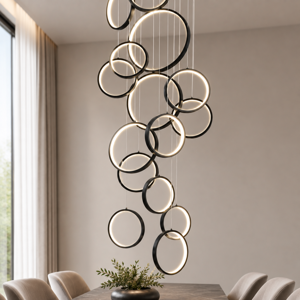 Modern Loft Dining Room Chandelier detail