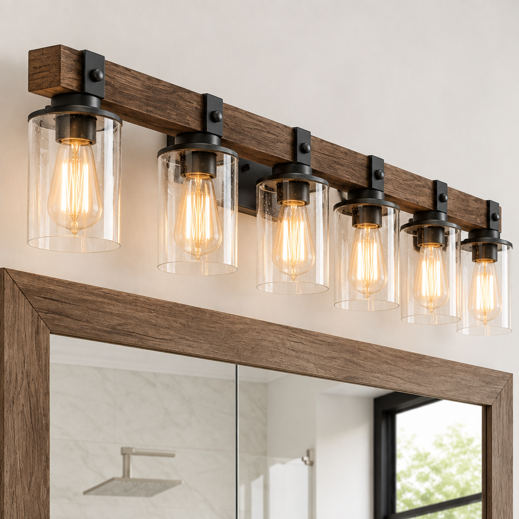 42in Rustic 6-Light Vanity Light detail