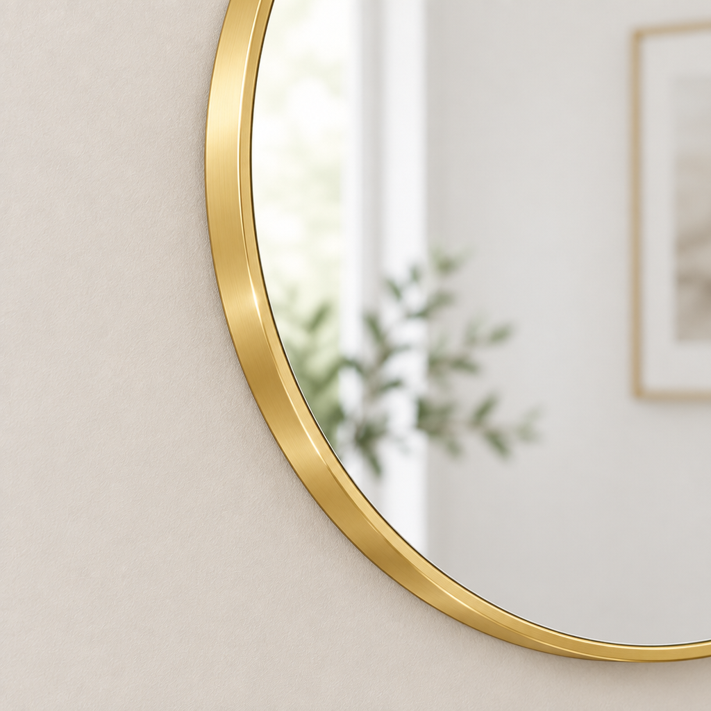 24in Round Gold Wall Mirror detail