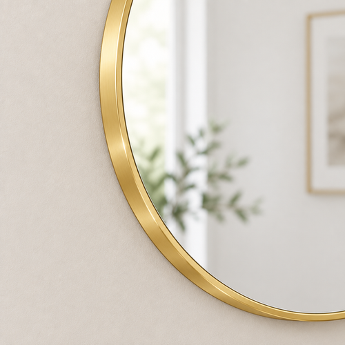 24in Round Gold Wall Mirror detail