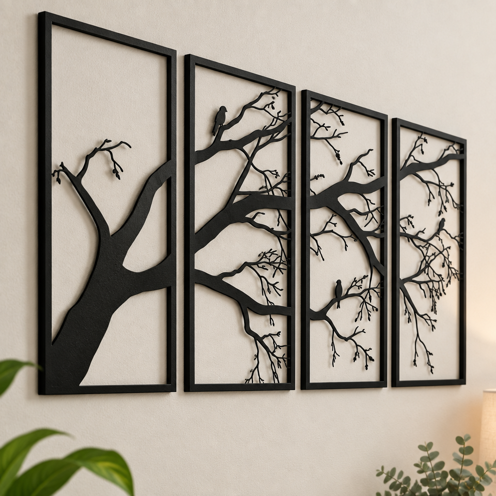 Luxury Metal Wall Art Decor Set Of 4 detail
