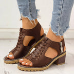 Women's Chunky Heeled Sandals Peep Toe | Fashion Sandals